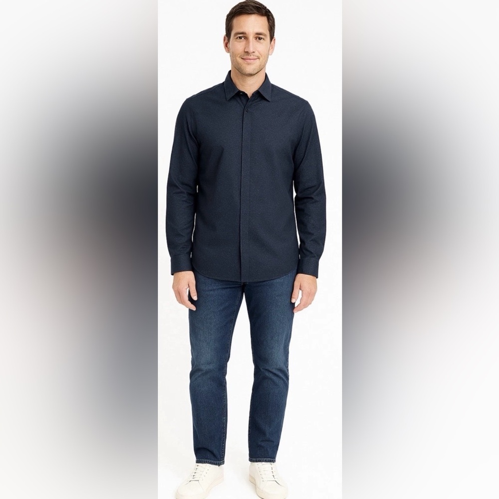 Theory Men’s Button-down Shirt Large Camrose‎ 100% Cotton Collared Blue Office